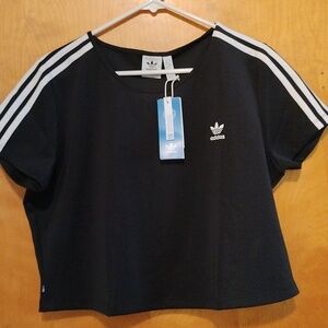 Adidas Women's black Cropped Tee T-shirt